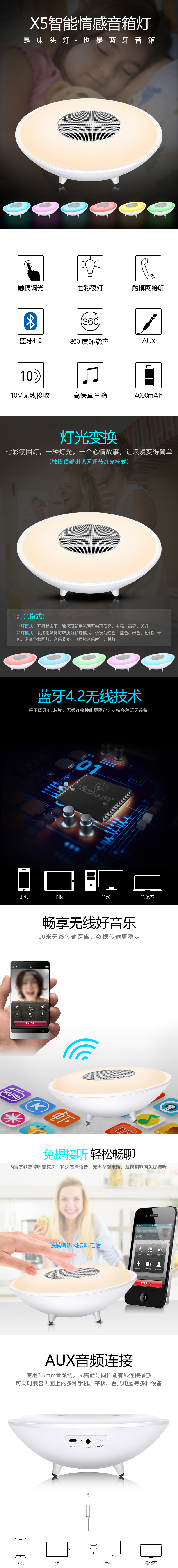 Nhà X5 Ánh sáng âm thanh Bluetooth